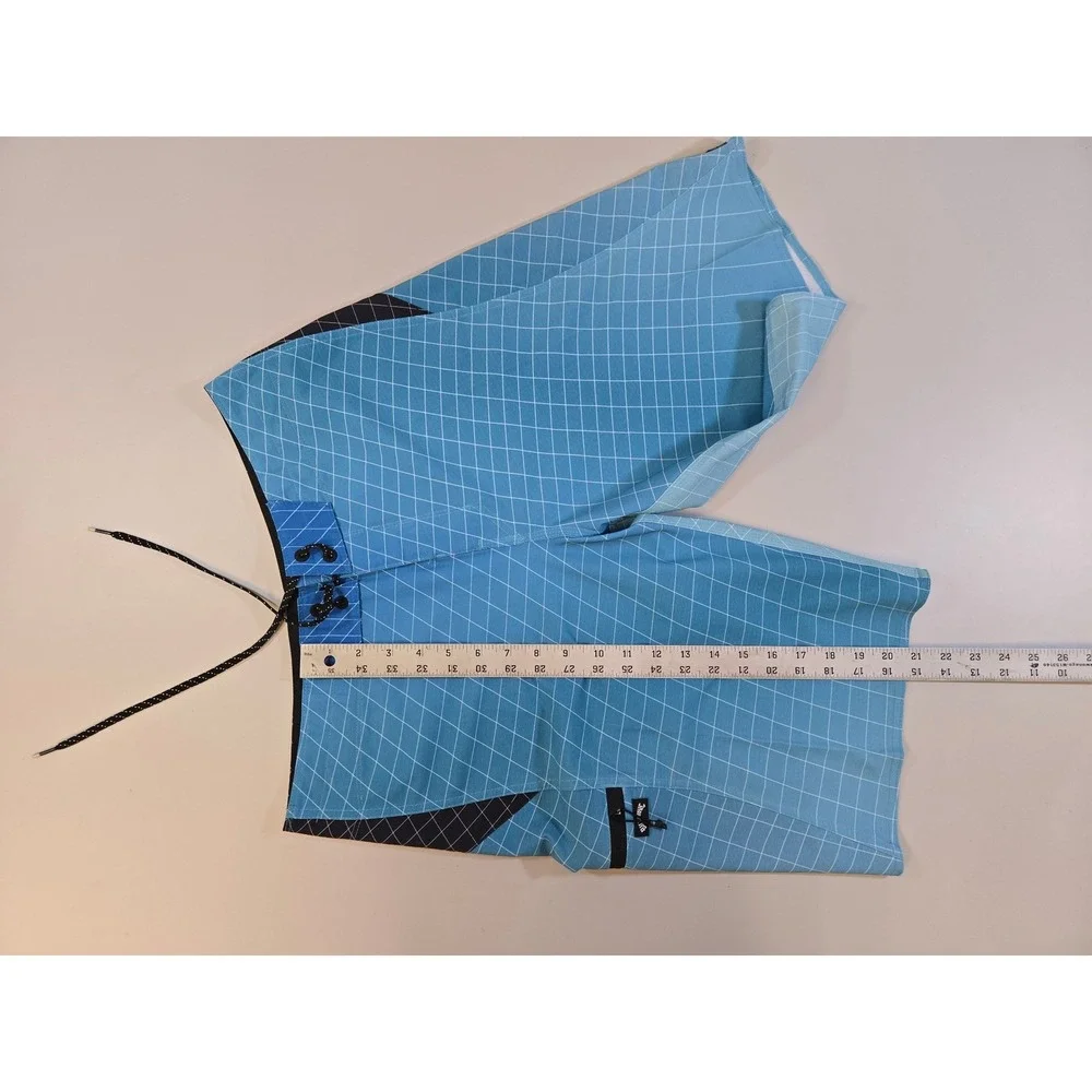 Billabong Upcycler Fluid Pro‎ Board Shorts Mens 30 Blue Black Grid Swim Trunks